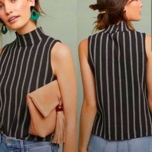 Anthropologie Moth Rochester Stripe Mockneck Top Small